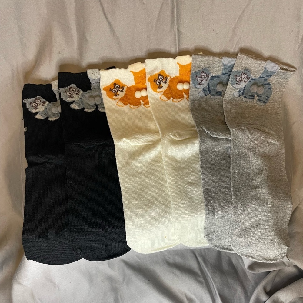 NEW Funny Cat Socks 3 Pair